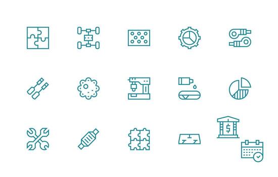 Parts Design Icons featuring 15 in Regular Line Style Icons Built for Visual Consistency Pack vector