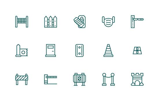 barrera icono conjunto con 15 regular línea gráficos diseño icono colección vector