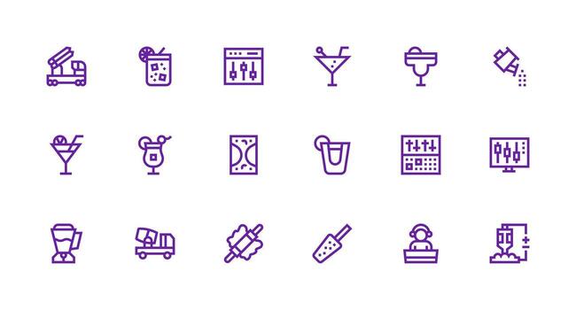 Strong Stroke Line Style Mixer Icons with 18 Vectors Interface Icon Collection for Daily Projects