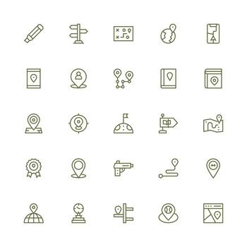 Marker Icon Set with 25 Medium Stroke Outline Graphics Interface Icons for Daily Use vector