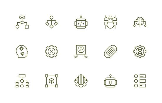 15 algoritmo íconos en regular línea estético de confianza íconos para todas interfaces vector