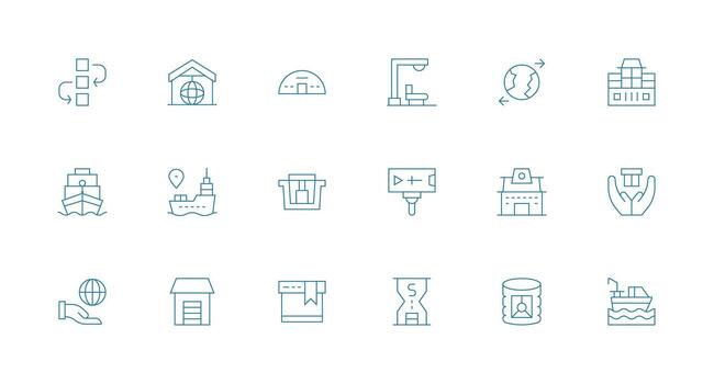 Import Icon Set with 18 Minimal Line Graphics Minimal Icon Pack vector