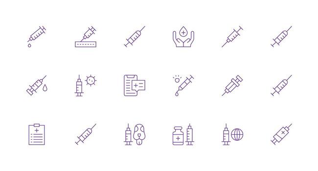 Immunization featuring 18 Icons in Minimal Line Design Essential Icon Collection vector