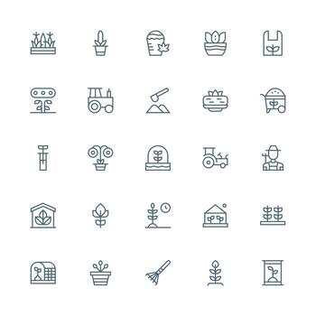 cultivar icono conjunto con 25 medio carrera contorno gráficos pulcramente diseñado íconos para web plataformas vector