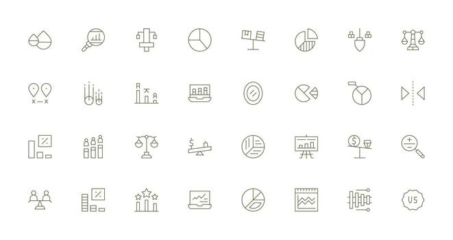 32 Thin Line Vectors for Comparison Theme Web and App Icon Pack Collection