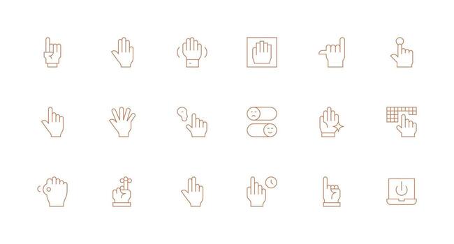 18 mínimo línea estilo íconos desde activar colección esencial icono conjunto para equipos vector