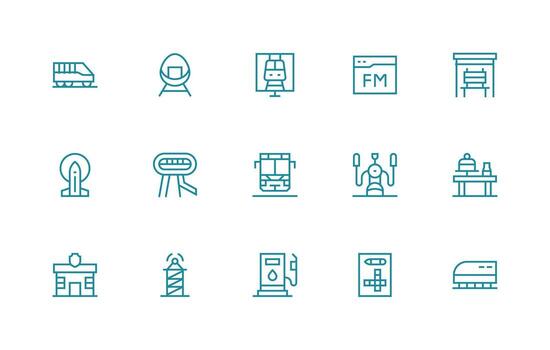 15 Regular Line Icons for Station Graphics Scalable Icons for Cross-Platform Interfaces vector