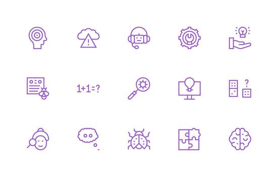 regular línea íconos desde problema resolviendo conjunto con 15 vectores contorno icono paquete