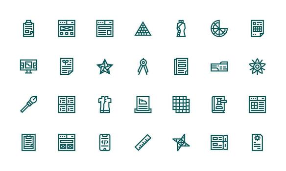 Template Icon Set with 28 Bold Line Graphics Scalable Icon Pack vector