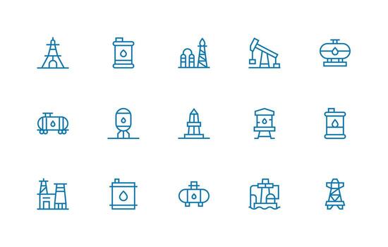Petroleum including 15 Regular Line Illustrations Sharp Icons for Presentations vector