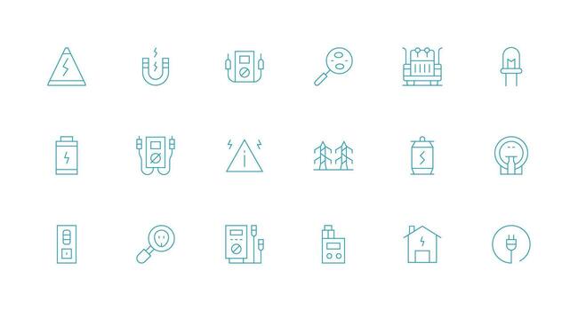 Voltage Visual Pack containing 18 Minimal Line Icons Simplified Icon Pack for Visual Tools vector