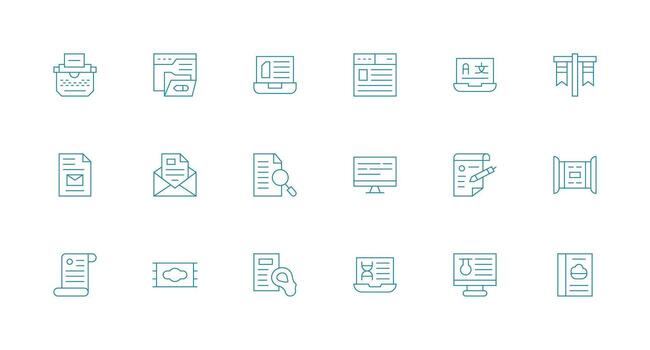 Minimal Line Icons from Digital Document Set with 18 Vectors Quick Access Icons for UI Development