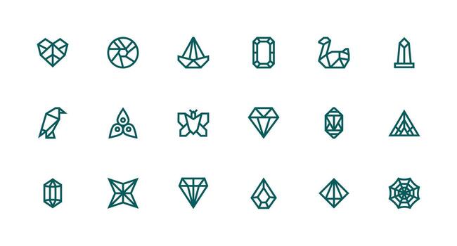 fuerte carrera línea estilo facetado íconos con 18 vectores equilibrado icono conjunto para funcional diseño