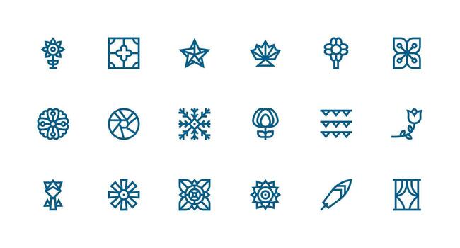 Decorative Element Icon Set with 18 Strong Stroke Line Graphics Quick Access Icons for UI Development vector