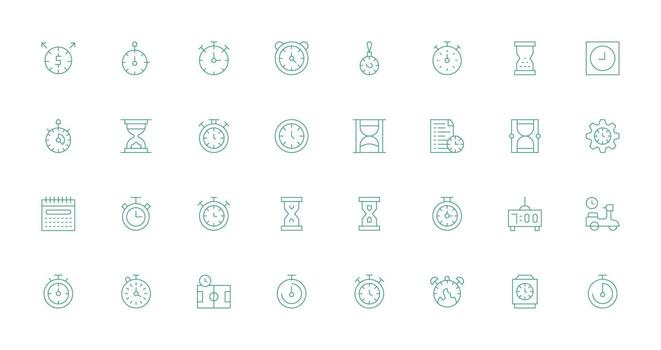 Thin Line Style Timing Icons with 32 Vectors Basic Icon Series
