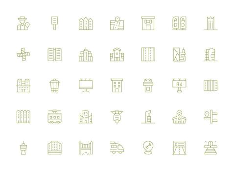 Light Line Icons from City Set with 35 Vectors Multi-Purpose Icon Set