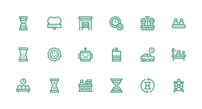 Waiting Design Icons featuring 18 in Strong Stroke Line Style Neat Icon Set vector