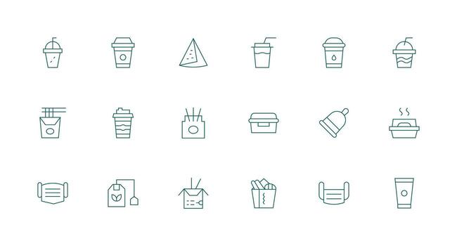 Disposable Icon Collection with 18 Minimal Line Designs Clean Icon Set Icon Pack for UI Projects vector