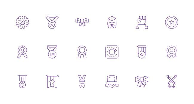 18 Icons for Distinction in Minimal Line Format Icon Collection Set vector