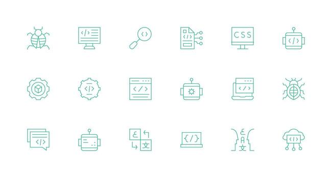 Minimal Line Style Programming Icons with 18 Vectors Line Icon Collection