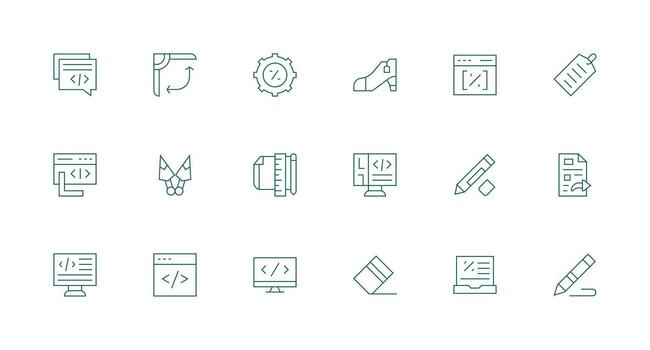 18 mínimo línea estilo íconos desde margen colección icono conjunto para aplicaciones vector