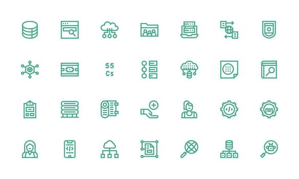 base de datos visual paquete conteniendo 28 negrita línea íconos multi-estilo icono colección vector