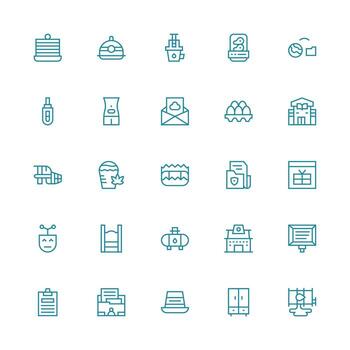 25 Medium Stroke Outline Style Icons from Storage Collection Quick Access Icons for UI Development vector