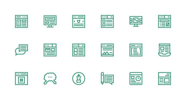 Strong Stroke Line Icons from Blog Set with 18 Vectors Simple Icons for Interface and Wireframes