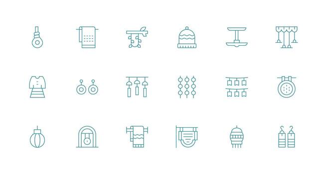 18 Minimal Line Icons for Hanging Graphics UI and UX Focused Icon Collection vector