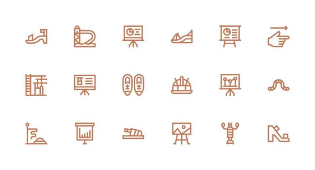 Slide Icon Set with 18 Strong Stroke Line Graphics Multi-Style Icons for Creative Projects vector