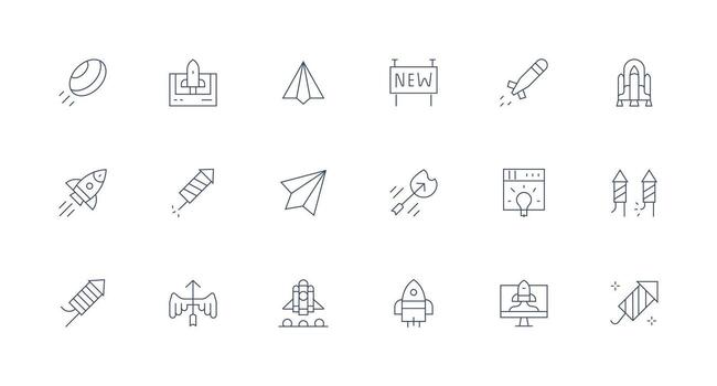 Launch Visual Pack containing 18 Minimal Line Icons Neat Icon Set vector