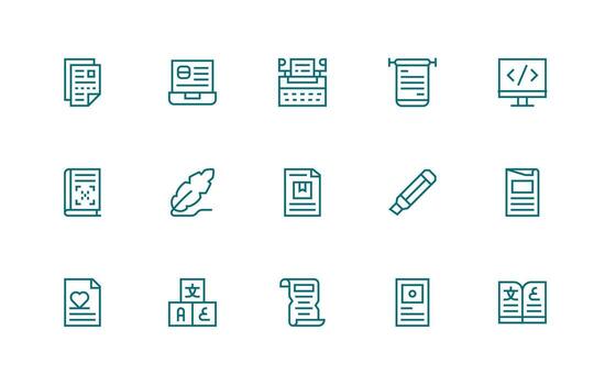 15 Regular Line Style Icons from Text Collection Modern Icon Set vector