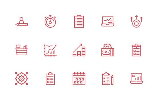 15 Icons for Productivity in Regular Line Format Outline Icon Pack vector