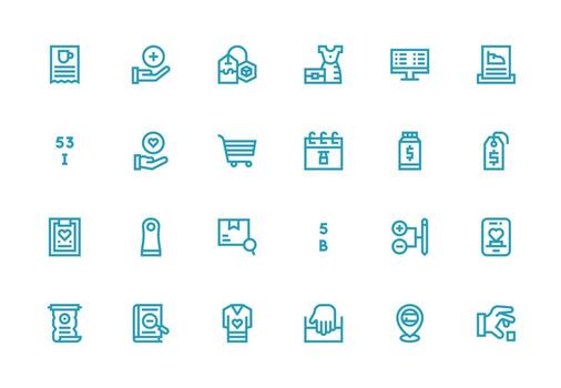 24 Thick Line Line Style Icons from Item Collection Icon Set for Projects vector