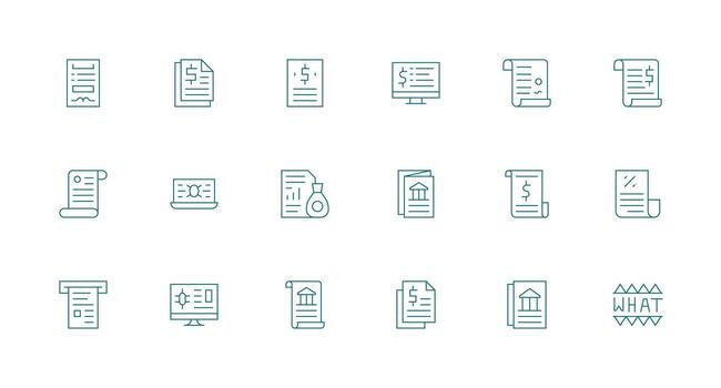 18 Minimal Line Icons for Statement Graphics Icon Set for Projects vector