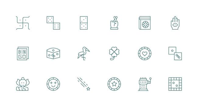 18 Minimal Line Style Icons from Luck Collection Essential Icons for Rapid UI Building vector