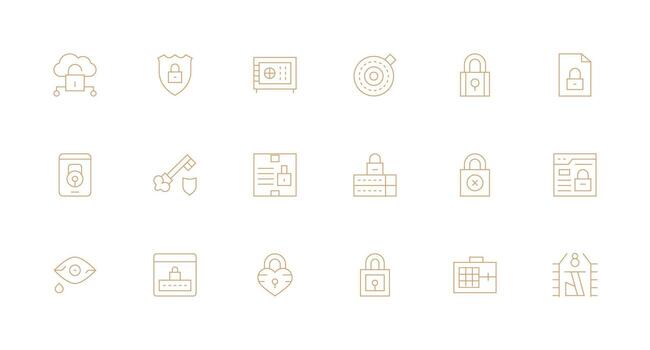18 Password Icons in Minimal Line Aesthetic Clean Icon Set Icon Pack for UI Projects vector