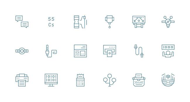 18 Minimal Line Icons for Output Graphics Professional Icon Set vector