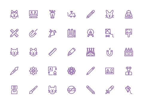 Regular Clean Line Style Drawing Icons with 35 Vectors UI-Ready Icon Collection