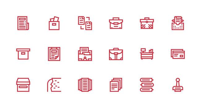 Files Design Icons featuring 18 in Strong Stroke Line Style Professional Icon Set vector