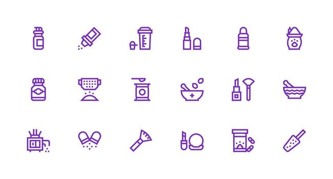 Powder Design Icons featuring 18 in Strong Stroke Line Style Flexible Icon System for Web Interfaces vector