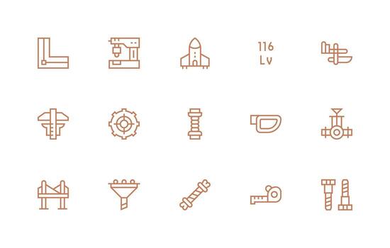 15 íconos para Ingenieria en regular línea formato esencial íconos para rápido ui edificio vector
