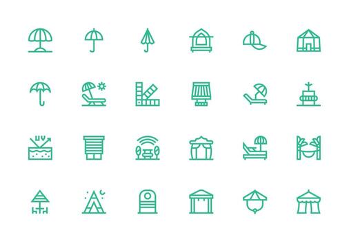 Shade Icon Set with 24 Thick Line Line Graphics Optimized Icon Pack for Digital Products vector