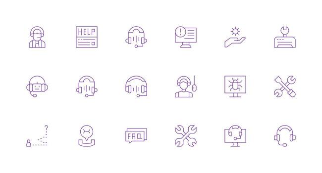 Minimal Line Icons from Technical Support Set with 18 Vectors Clean Icon Set Icon Pack for UI Projects