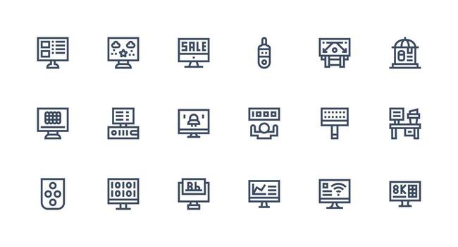 18 fuerte carrera línea íconos para digital monitor gráficos lleno icono biblioteca para ui diseñadores vector