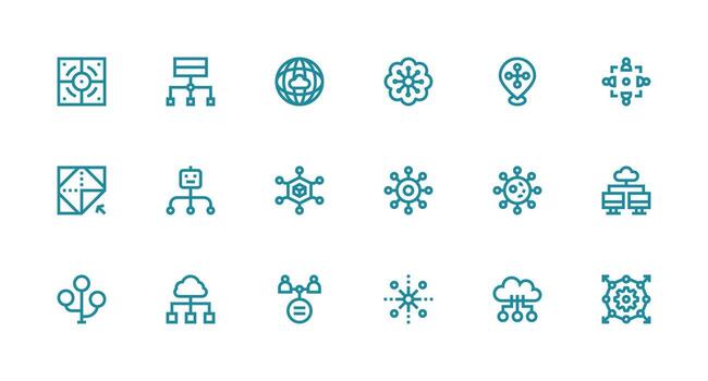 repartido conjunto con 18 fuerte carrera línea íconos icono paquete para varios temas vector