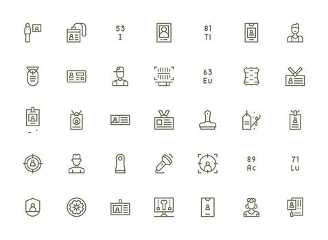 35 regular limpiar línea estilo íconos desde identificación colección equilibrado icono conjunto para funcional diseño vector