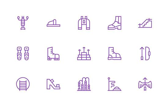 Regular Line Icons from Climbing Set with 15 Vectors Detailed Icon Collection for Design Systems