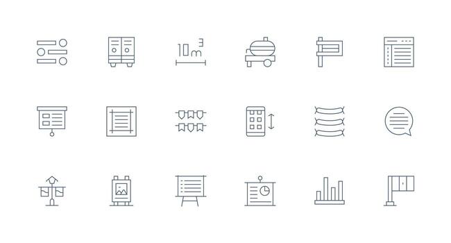 Minimal Line Style Horizontal Icons with 18 Vectors Clean Icon Collection for Web Use