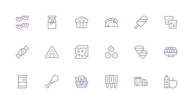 Minimal Line Icons from Snack Set with 18 Vectors Neat Icon Set